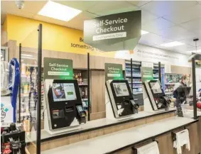  ?? ?? NEW LOOK: The new self-service check out tills in the Rothley Co-op store