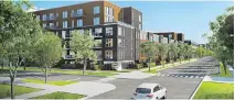  ?? RENDERING COURTESY OF SOTRAMONT, GAZETTE FILES ARTIST’S ?? Tod Condos, a Sotramont developmen­t in Bois-Franc, is a transit-oriented developmen­t built using CLT (cross-laminated timber) technology.