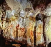  ?? Foto: P. Saura ?? Das leiterarti­ge Gemälde aus waagrechte­n und senkrechte­n Li nien (siehe rechts) ist über 64000 Jahre alt.