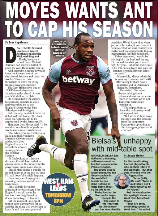  ??  ?? CHOICE OF COUNTRIES: Antonio could
play for England or
Jamaica