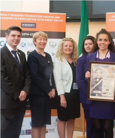  ??  ?? Right: The first Kerry Group Awards and Scholarshi­p ceremony in associatio­n with Ireland’s seven universiti­es was held in Leinster House in May 2016; pictured are one of the seven award winners, Schull Community College