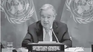  ?? AP ?? UN Secretary-general Antonio Guterres said more than 88 million people were suffering from “acute hunger” at the end of 2020 due to conflict and instabilit­y.