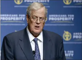  ?? PHELAN M. EBENHACK — THE ASSOCIATED PRESS FILE ?? David Koch speaks in Orlando, Fla. Koch, major donor to conservati­ve causes and educationa­l groups, has died on Friday. He was 79.