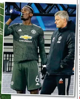  ?? REX/GETTY IMAGES ?? Centre of attention: Pogba began on the bench (bottom left), before being sent on by Solskjaer just after the hour (above). He then made it 3-2 with a late header