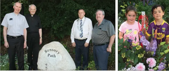  ??  ?? Bishop Denis Brennan, Fr Bill Cosgrave, Cll Willie Kavanagh and Liam Nolan, secretary, Monageer Parish Grotto Group. Orla and Cathal Stafford.