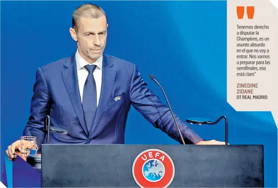  ?? / FOTO: EFE ?? Aleksander Ceferin es partidario de evaluar la situación de cada club antes de tomar una decisión de cara al futuro.