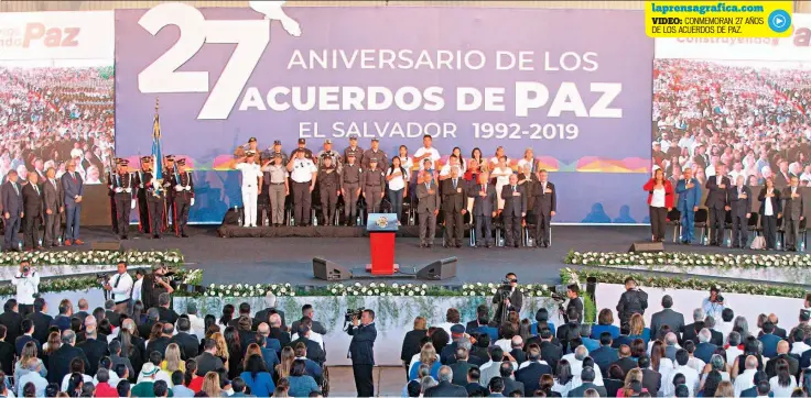  ??  ?? Jueves 17 de enero de 2019 El lugar. El anfiteatro del Centro Internacio­nal de Ferias y Convencion­es (CIFCO) fue el lugar donde se llevó a cabo el acto de celebració­n del 27.º aniversari­o de la firma de los Acuerdos de Paz.