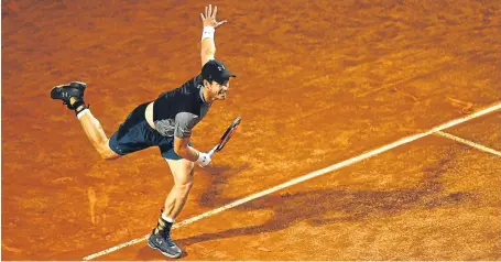  ?? Picture: Getty. ?? Andy Murray in action during his defeat against world No 29 Fabio Fognini in Rome.