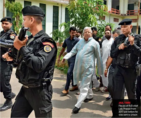  ?? SOMNATH SEN ?? JAIL TIME
File pix of RJD chief Lalu Prasad from 2017 just before he was sent to prison