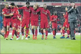  ?? FOTO: AP ?? Al líder Liverpool le esperan cuatro semanas con un calendario muy exigente