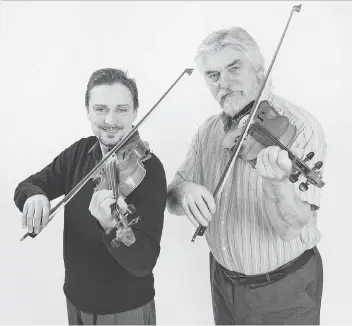  ??  ?? JJ Guy, left, and Gordon Stobbe released their first album as Twin Fiddles in 2015.