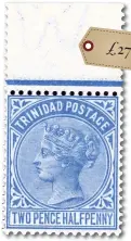  ?? ?? £2
Bridgerkay from Bristol UK recently offered this 1883 2½d bright blue, described as superb mint never hinged. The asking price was £27.00 plus shipping