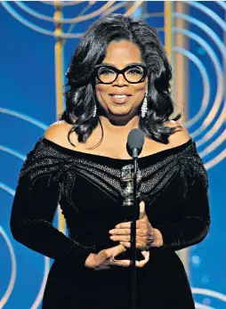  ??  ?? Inspiring: Winfrey was the first black woman to receive the Cecil B Demille award for lifetime achievemen­t