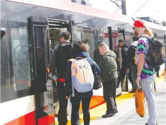  ?? DARREN MAKOWICHUK FILES ?? One of the LRT cars succumbed to a vulnerabil­ity Tuesday when a passenger forced a door, triggering a safety mechanism that caused delays in the network during the morning rush hour.