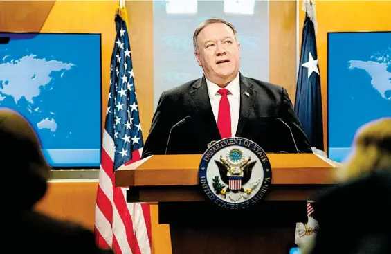  ?? /AFP ?? Mike Pompeo presentó el documento del comportami­ento de los gobiernos de todo el mundo respecto a los derechos humanos