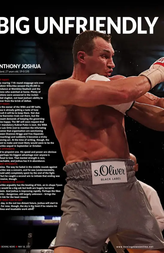  ??  ?? ANTHONY JOSHUA England, 27 years old, 19-0 (19)