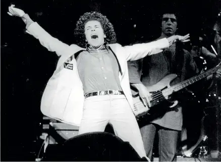  ??  ?? From politician­s to pop stars – in this case, British 70s star Leo Sayer on stage in Auckland – Albie McCabe always got the best out of his subjects.