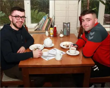  ??  ?? Jaymie Byrne and Darragh Kehoe out and about in Well’s House recently.