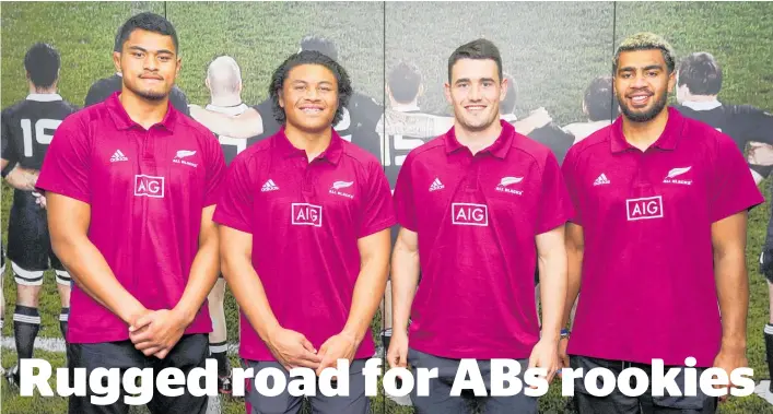  ?? Photo / Photosport ?? New All Blacks Tupou Vaa’i, Caleb Clarke, Will Jordan and Hoskins Sotutu were part of the rookie class which had mixed opportunit­ies.