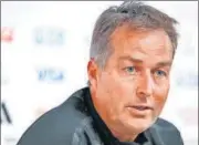  ?? AFP ?? Denmark's coach Kasper Hjulmand speaks during a press conference at the Qatar National Convention Center.