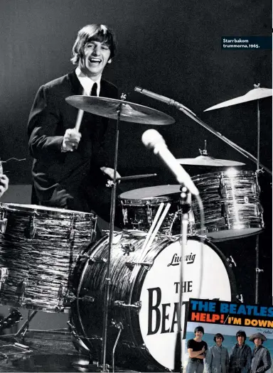  ??  ?? Starr bakom trummorna, 1965.