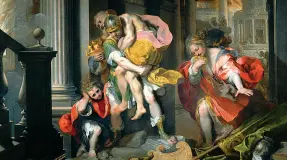  ?? ?? Iconografi­a Federico Barocci (1535-1612), «Enea, Anchise e Ascanio in fuga da Troia», immagine in linea con il mito ma già a modo suo ucronica