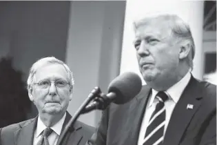  ?? FILE PHOTO BY TOM BRENNER/THE NEW YORK TIMES ?? President Donald Trump holds a joint news conference Oct. 16 with Senate Majority Leader Mitch McConnell, R-Ky., in the Rose Garden at the White House.