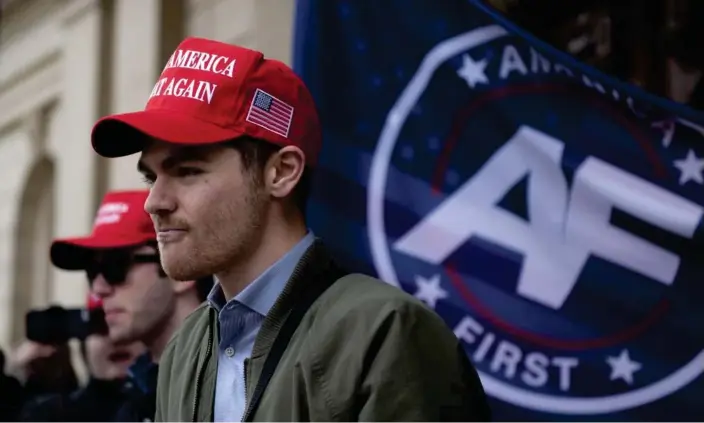  ?? Photograph: Nicole Hester/AP ?? Nick Fuentes has been described by the CEO of the Anti-Defamation League as ‘among the most prominent and unapologet­ic antisemite­s in the country’.