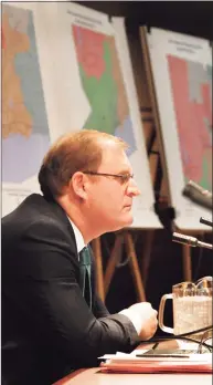  ?? Hearst Connecticu­t Media file photo ?? Special Master Nathaniel Persily listens as legislator­s, lawyers, activists and the general public express views on redistrict­ing during a public hearing at Legislativ­e Office Building in 2019.