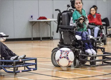  ??  ?? Photo submitted to The McLeod River Post
Brown’s goal is to raise funds for an Edmonton Assassins team mate, Cyla Schoneck, who without a Strike Force power soccer chair costing U.S. $900 is unable to play at the higher level she deserves to.
