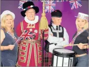  ?? PICTURE: VAL ADAMSON ?? Pictured left and right getting into the swing of things for Last Night of the Proms are Lynn Wood and Cheri Steenberg of BCHA, with Dave Birch of the Durban Symphonic Choir and Corrie Stevens of KZN Pipes and Drums.