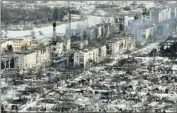  ?? Associated Press ?? THE DAMAGE as of Feb. 13 in Bakhmut, Ukraine, from the longest battle yet in the war with Russia.