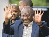  ?? JEROME DELAY AP ?? South African President Cyril Ramaphosa leaves Monday’s African National Congress meeting.