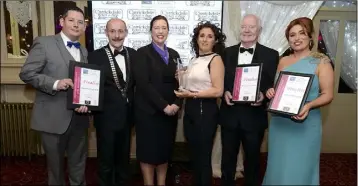  ??  ?? Best customer service in the retail sector includes Christophe­r Conlon of Conlons Food Hall, Michael Gaynor Dundalk Chamber, Orla Hayes Carrickdal­e Hotel, winner Anne McEntegart of Smyths Life Pharmacy and Brendan Marmion of Brendan Marmion Paint &...