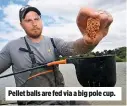  ??  ?? Pellet balls are fed via a big pole cup.