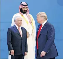  ?? PABLO MARTINEZ MONSIVAIS/AP ?? Encontro. Príncipe saudita, Temer e Trump ontem no G-20