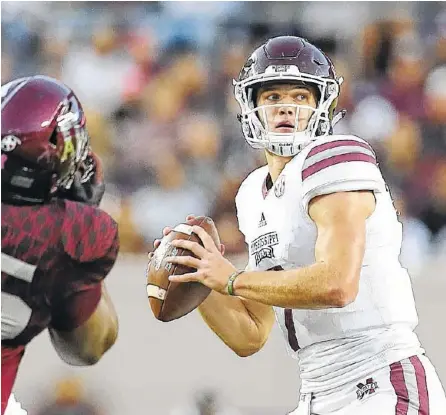  ?? MISSISSIPP­I STATE PHOTO ?? Mississipp­i State quarterbac­k Nick Fitzgerald threw for 1,782 yards and rushed for 984 as a junior last year while leading the Bulldogs to eight wins in their first 11 games before dislocatin­g his ankle in the regular-season finale.