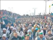  ??  ?? The protest at Ghazipur in New Delhi on Friday.