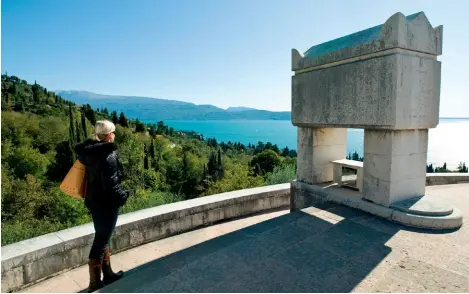  ??  ?? The mausoleum on the grounds of the Vittoriale offers sweeping views of Lake Garda.