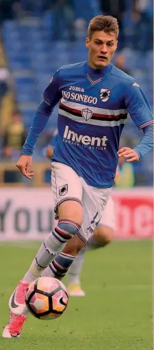  ?? LAPRESSE ?? Patrik Schick, 21 anni, attaccante ceco della Sampdoria