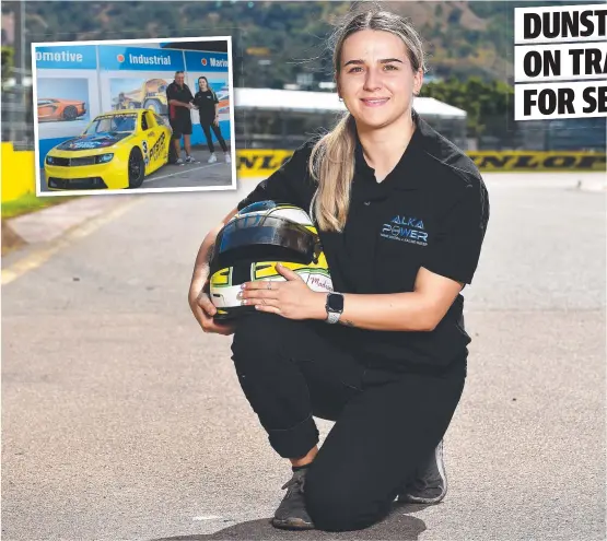  ?? Picture: SHAE BEPLATE ?? LEARNING CURVE: Townsville local Madison Dunston can’t wait to race again. INSET: Sponsor Brett Wilson with Madison and her new car.