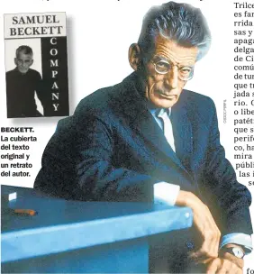  ??  ?? BECKETT. La cubierta del texto original y un retrato del autor.