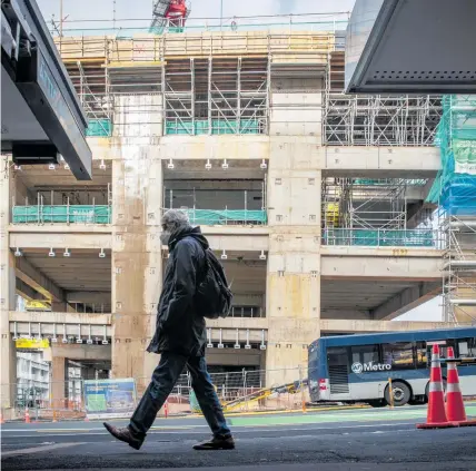  ?? Photo / Michael Craig ?? Work under way on the City Rail Link’s Aotea Station, in downtown Auckland.