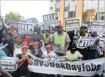  ?? FILE PHOTO: BOXER NGWENYA ?? Workers from companies under Oakbay Investment­s, which are owned by the Gupta family, marched on to three leading banks which have withdrawn their service with the company. Oakbay is trying to have its name cleared.