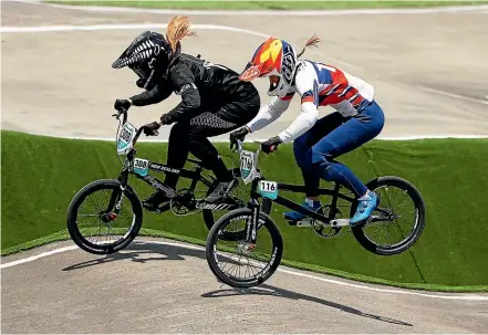  ?? GETTY IMAGES ?? Rebecca Petch, left, in action during the BMX at the Tokyo Olympics.