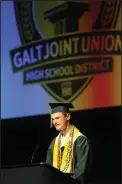  ??  ?? Valedictor­ian Walter Paul Kessler speaks during the commenceme­nt ceremony.