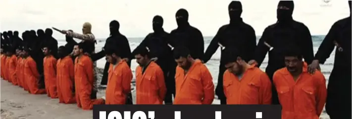  ??  ?? Atrocity: An ISIS video of jihadis about to murder Egyptian Christians