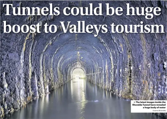  ?? Graeme Bickerdike ?? > The latest images inside the Rhondda Tunnel have revealed a huge body of water