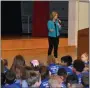  ?? PHOTO BY LAURA CATALANO - FOR MEDIANEWS GROUP ?? State Sen. Katie Muth addresses the students at West Vincent Elementary School.