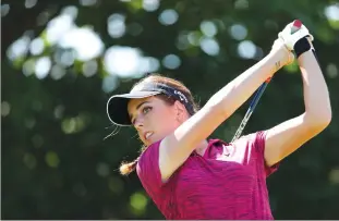  ?? Associated Press photo ?? England's Georgia Hall drives during day four of the Women's British Open at Royal Lytham & St Annes Golf Club, in Lytham, England, Sunday.